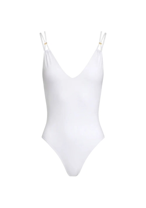 Elisabetta Franchi cross-strap V-neck swimsuit - White