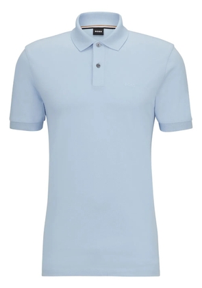 BOSS logo-embroidered cotton piqué polo shirt - Blue