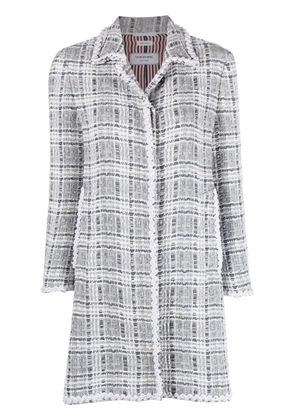 Thom Browne crochet-appliqué tweed coat - Grey