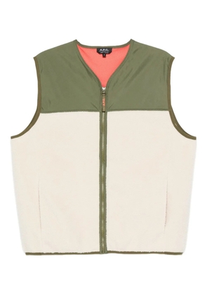 A.P.C. fleece-paneled zip-up vest - Neutrals