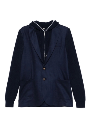 Eleventy ribbed hooded jacket - Blue