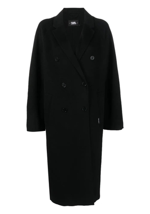 Karl Lagerfeld notched-collar double-breasted coat - Black