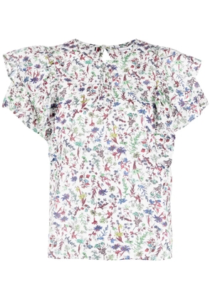Tommy Hilfiger floral-print cotton-blend blouse - White