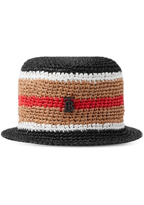 Burberry striped raffia bucket hat - Black
