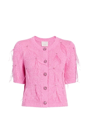 Cinq A Sept Coralie feather-embellished cardigan - Pink