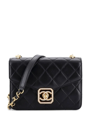 CHANEL Pre-Owned Crystal Geometric Frame CC Flap Bag Quilted Lambskin with Crystal Detail Small shoulder bag - Black