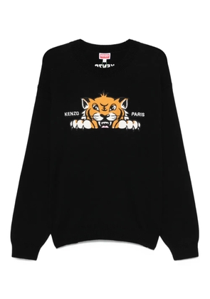 Kenzo embroidered-tiger crew-neck sweater - Black