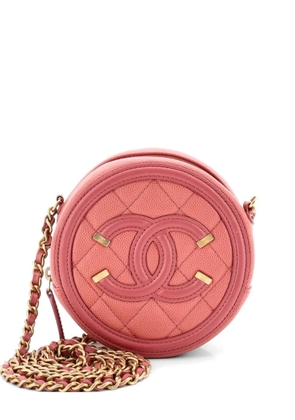 CHANEL Pre-Owned Filigree Round Clutch with Chain Quilted Caviar Mini crossbody bag - Pink