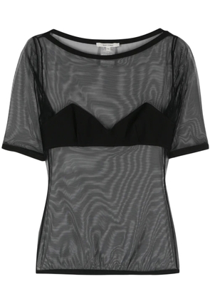 Nensi Dojaka bra-effect-panel mesh T-shirt - Black