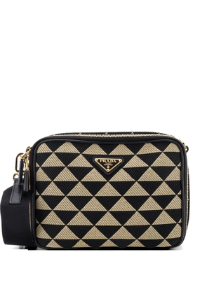 Prada Pre-Owned Symbole Zip Around Shoulder Bag Jacquard crossbody bag - Black