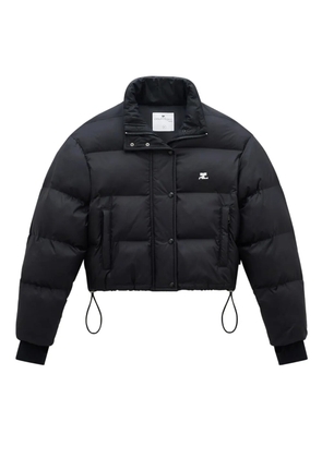 Courrèges logo-print high-neck puffer jacket - Black