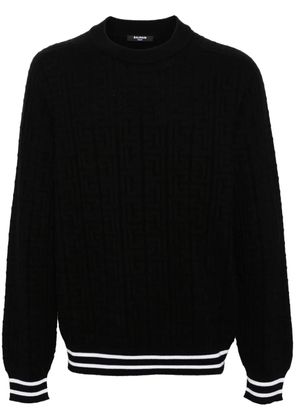 Balmain patterned-jacquard merino jumper - Black