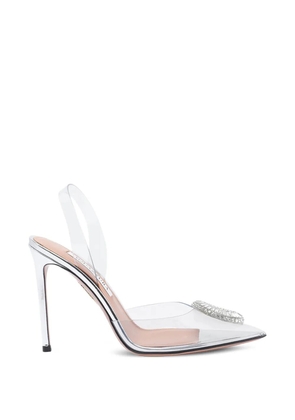 Aquazzura 120mm crystal-embellished slingback pumps - White