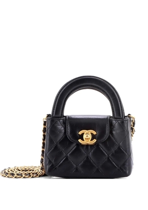 CHANEL Pre-Owned Kelly Top Handle Shopping Bag Quilted Shiny Aged Calfskin Nano crossbody bag - Black