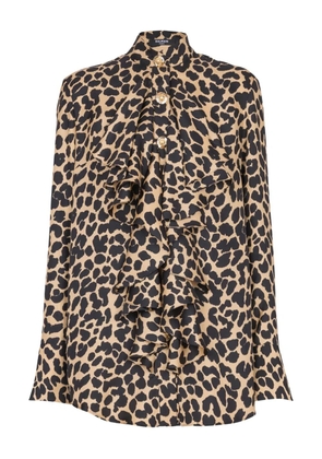Balmain ruffled leopard-print shirt - Neutrals