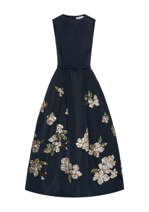 Oscar de la Renta sequin-embellished floral midi dress - Blue