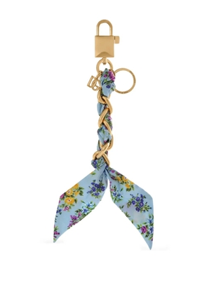 Dolce & Gabbana floral-print chain keyring - Blue
