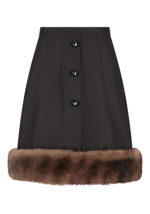 Valentino Garavani shearling-trim button skirt - Black