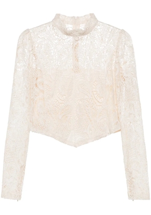 TWINSET cropped macramé-lace top - Neutrals