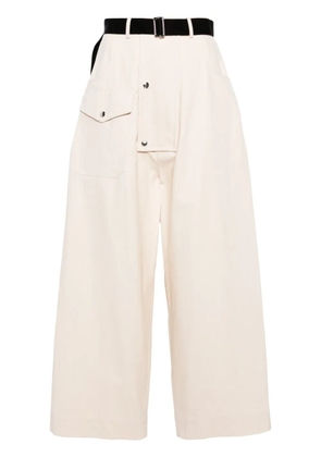 Plan C high-waist wide-leg trousers - Neutrals