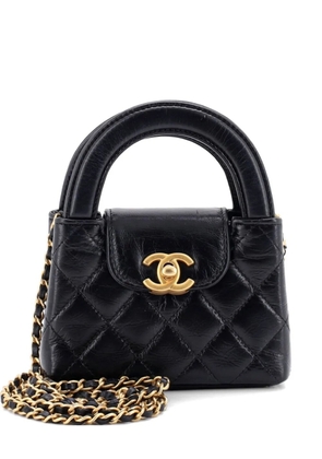 CHANEL Pre-Owned Kelly Top Handle Shopping Bag Quilted Shiny Aged Calfskin Nano crossbody bag - Black