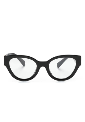 Miu Miu Eyewear logo-plaque round-frame glasses - Black