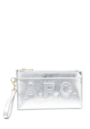 A.P.C. zip-up leather clutch bag - Silver