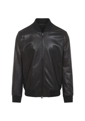 Brioni zip leather jacket - Brown