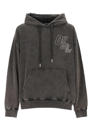Off-White logo-print drawstring hoodie - Grey