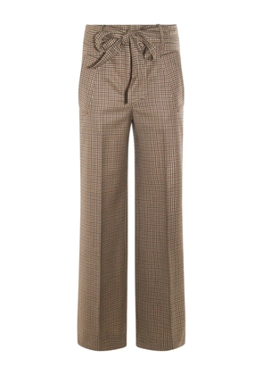 Incotex checked tie-waist trousers - Brown