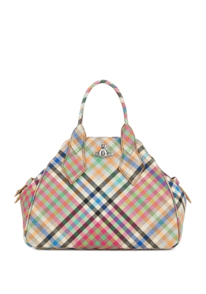 Vivienne Westwood medium Yasmine plaid tote bag - Neutrals