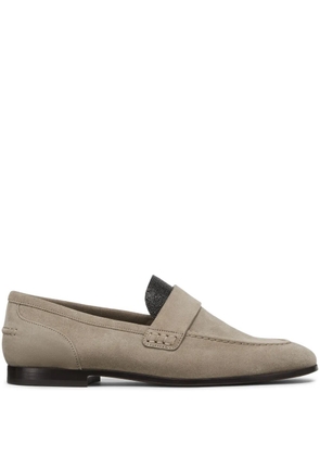 Brunello Cucinelli embellished suede loafers - Neutrals