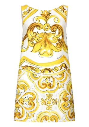 Dolce & Gabbana Majolica-print silk minidress - Yellow