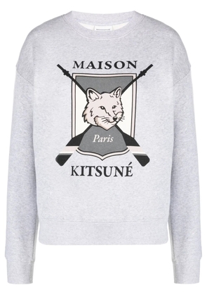 Maison Kitsuné fox-motif mélange cotton sweatshirt - Grey