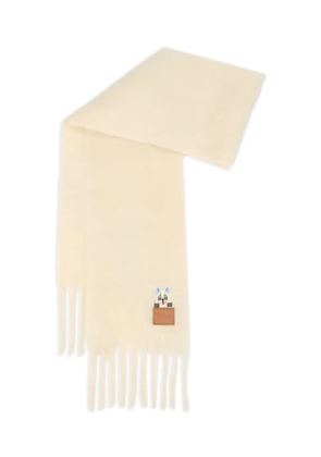 LOEWE fringed scarf - White