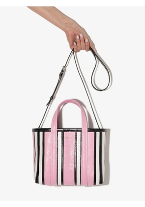 Balenciaga small Barbes East-West striped shopper tote - Pink
