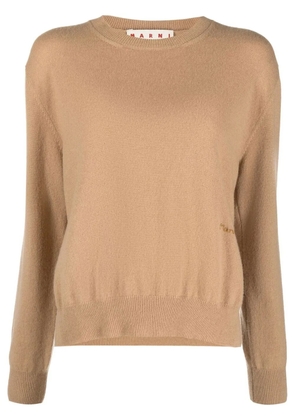 Marni logo-embroidered cashmere jumper - Neutrals