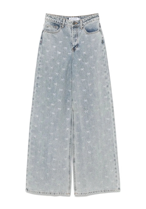 Self-Portrait bow-embellished jeans - Blue