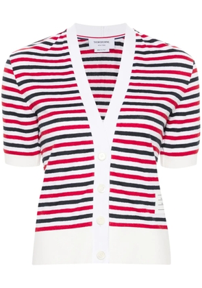 Thom Browne striped linen cardigan - White