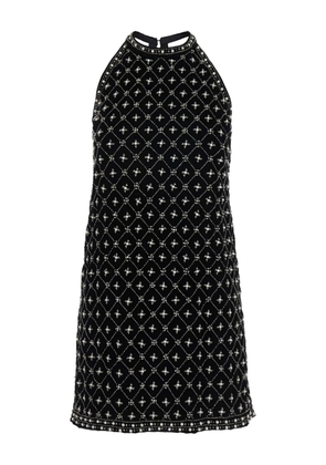 TWINSET crystal-embroidered velvet mini dress - Black