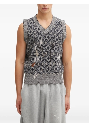 Wales Bonner V-neck distressed vest - Grey