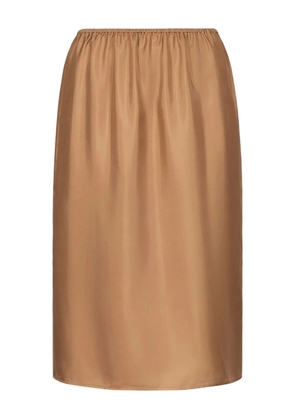 LouLou de Saison Vasali elastic-waist silk midi skirt - Brown