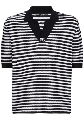 Dolce & Gabbana stripe-patterned polo shirt - Blue