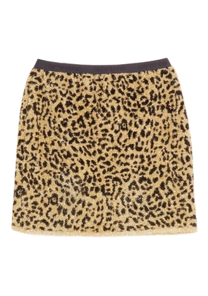 Valentino Garavani leopard-print lurex mini skirt - Yellow