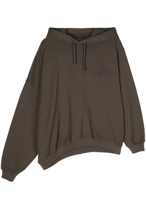 Magliano embroidered-logo asymmetric hoodie - Brown