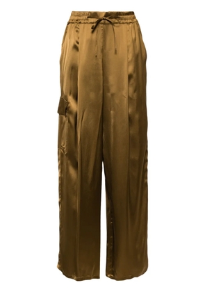 Yves Salomon satin cargo pants - Brown