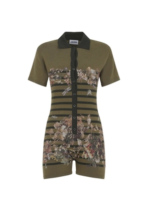 Jean Paul Gaultier floral-print striped playsuit - Green