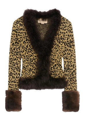 Valentino Garavani animal-print feather-trimmed cardigan - Yellow