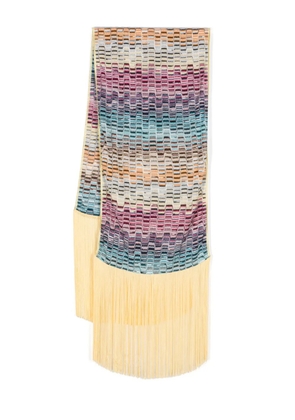 Missoni fringed edge knitted scarf - Yellow