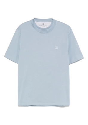 Brunello Cucinelli logo-embroidered T-shirt - Blue